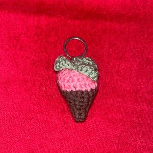 Strawberry dipped in chocolate keychains